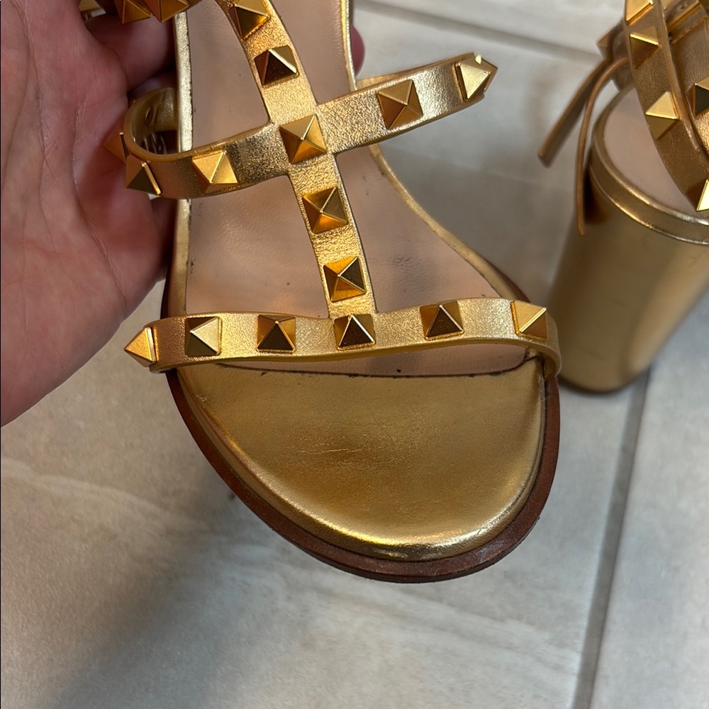 Valentino Gold Metallic Gladiator Sandals - Picture 6 of 16
